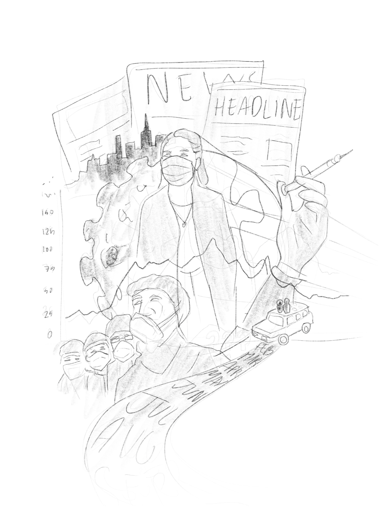 COVID collage initial sketches