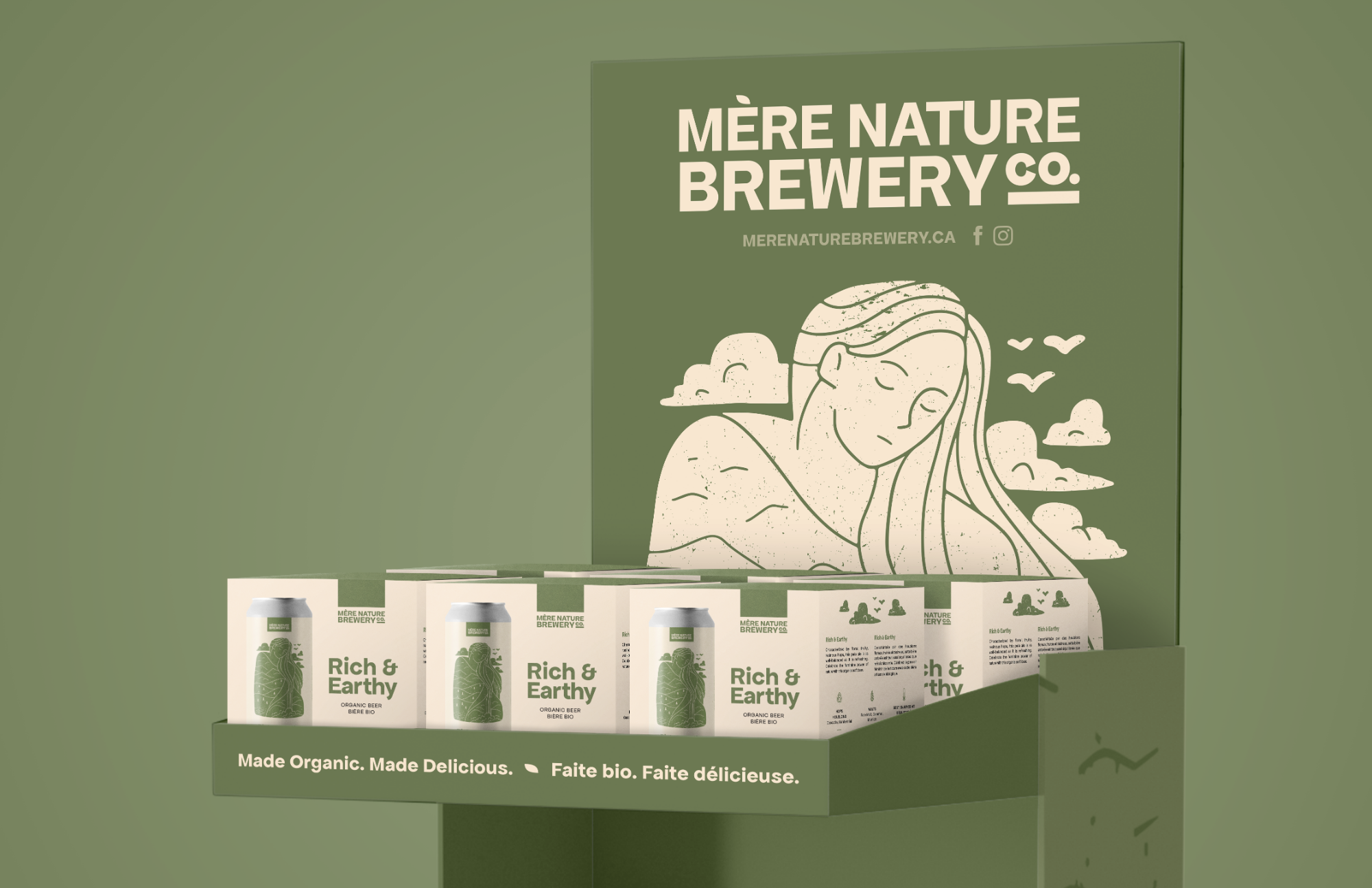 Mère Nature Brewery beer merchandising display design