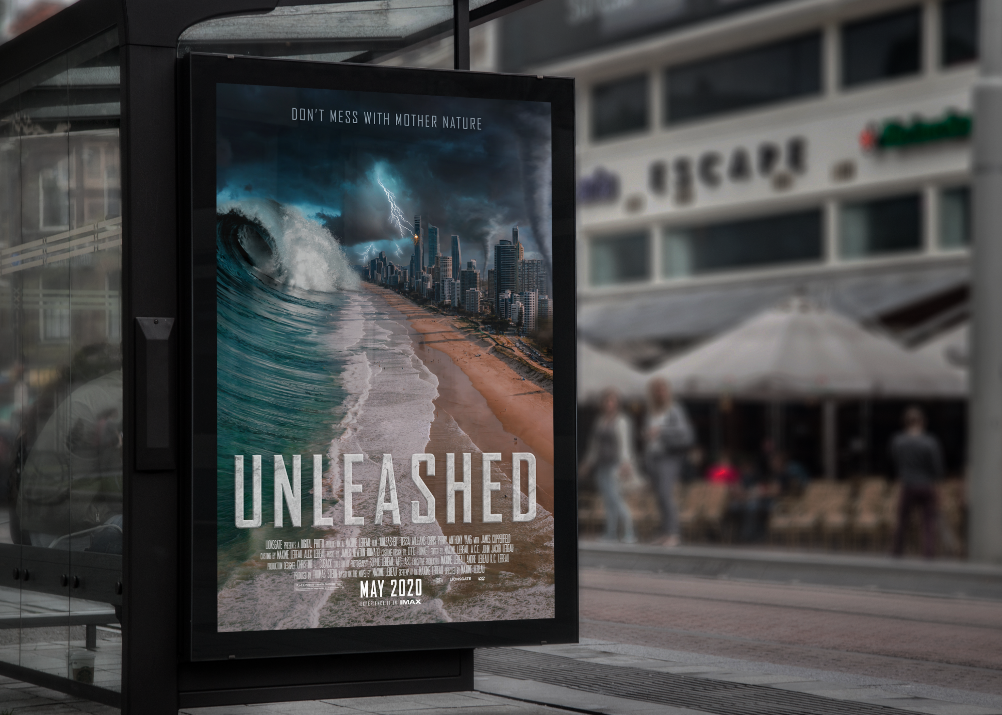 Unleashed movie poster shown on the side of a city bus stop