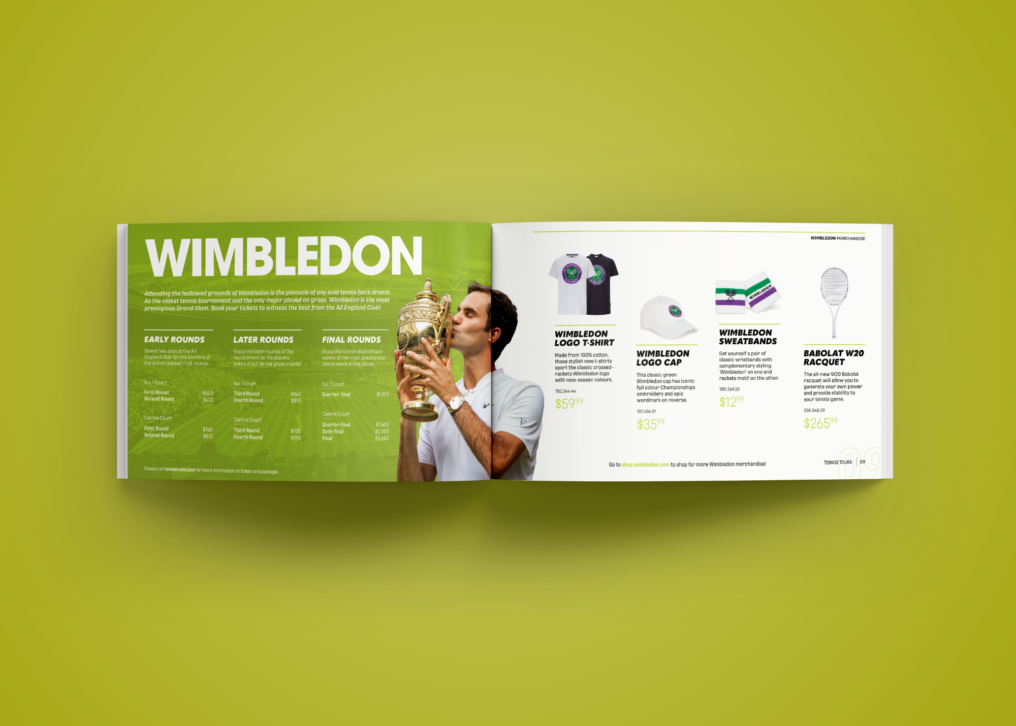 Tennis catalogue Wimbledon spread design