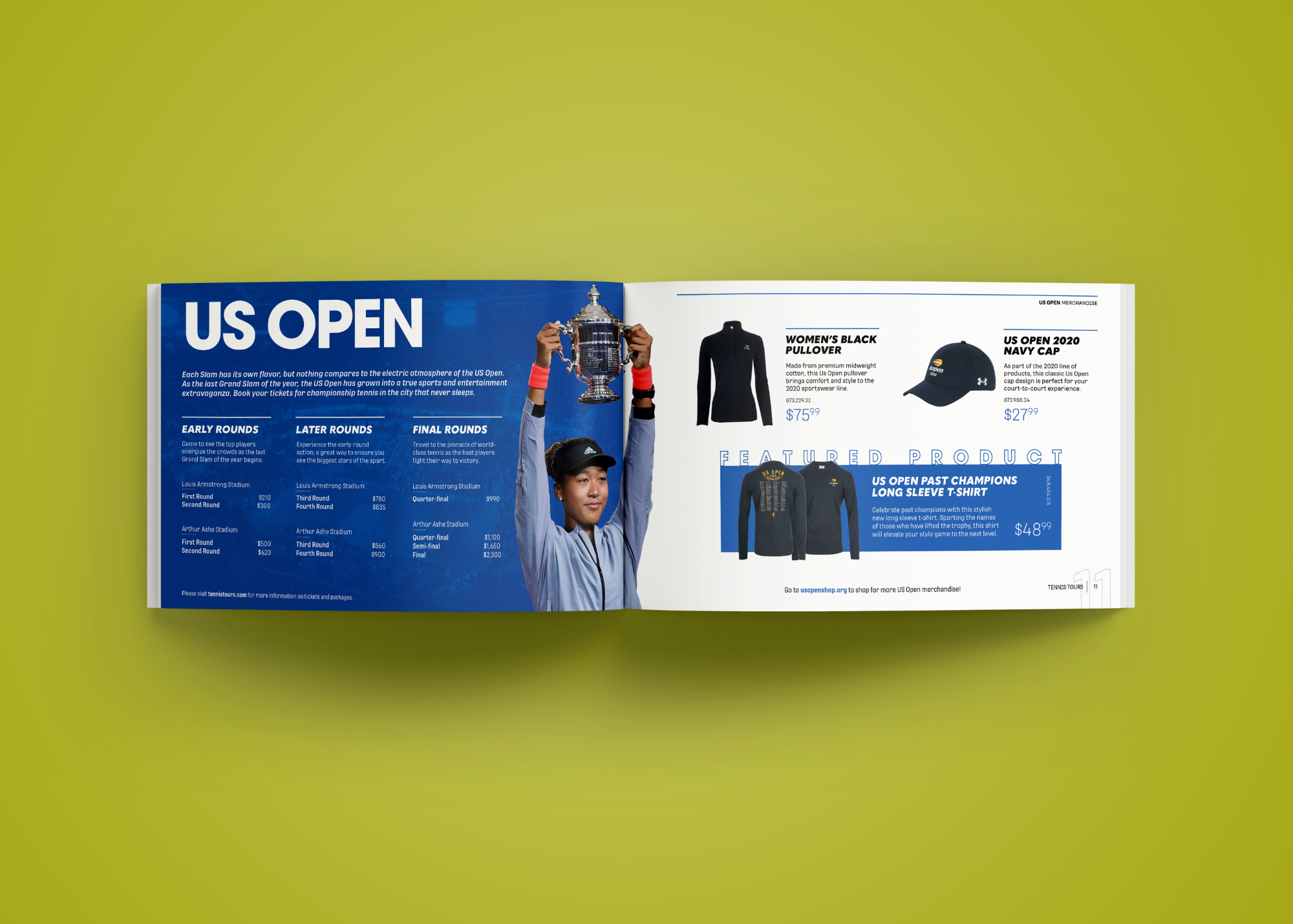 Tennis catalogue US Open spread design